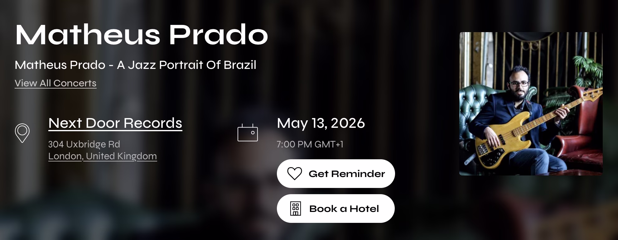 Live performance Matheus Prado at The Next Door Records in London. 13th May